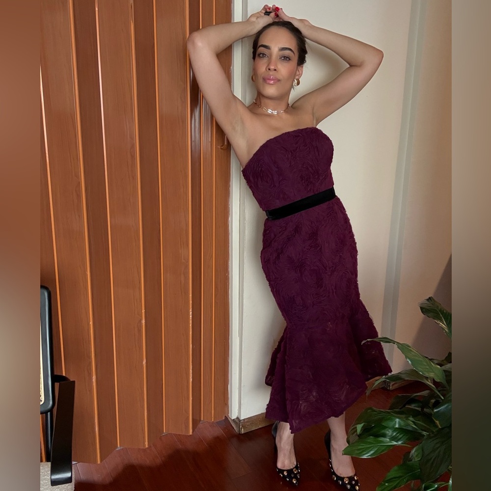 Zac Posen Strapless Purple Dress